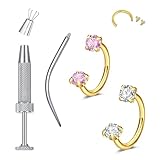 MODRSA 2PCS Piercing Septum Herradura 18G Acero Quirúrgico Oro con Corazón de Zirconio para Mujer Piercing de Nariz 8mm