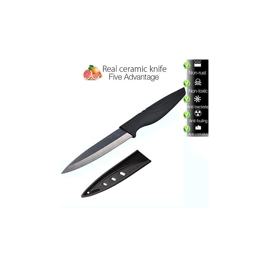 NANO ID Steak Knives Set of 6 Extremely Sharp Kitchen Ceramic Black Blade Knife