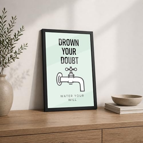 Image of CodersParadise Drowning Your Doubts Premium Framed Wall Poster(12x18 Inch)|Motivational Self-Growth Wall Art| Inspirational Mindset & Confidence Decor| Ready-to-Hang Frame for Home, Office, Study Room