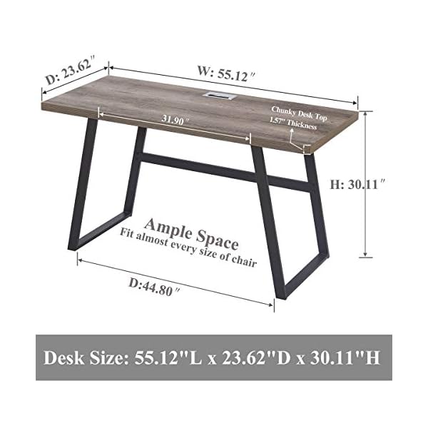 BON AUGURE Rustic Wood Computer Desk, Industrial PC Writing Desk, Vintage Study Table for Home Office Workstation - Image 7
