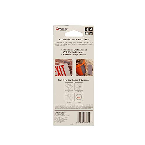 Velcro Brand 90812 Outdoor Heavy Duty Strips | 4 X 1 Inch Set Of 10 | Holds 15 Lbs | Titanium Extreme Hook And Loop Tape Industrial Strength Adhesive thumb #1