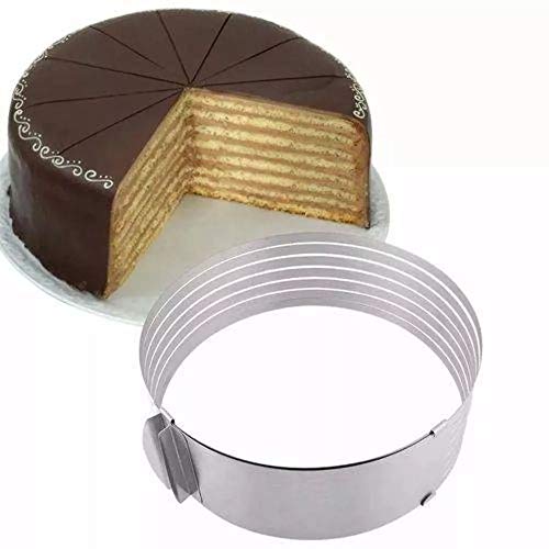 Tuut Linha Confeitos Aro Cortador em Camadas Ajustável Para Bolo Inox, 16 cm x 8 cm x 20 cm.