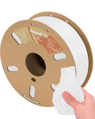 Image of DURAMIC 3D TPU Filament 1.75mm, Soft TPU 3D Printing Filament 95A, 1kg Spool, + /- 0.05mm Accuracy, White 1 Pack