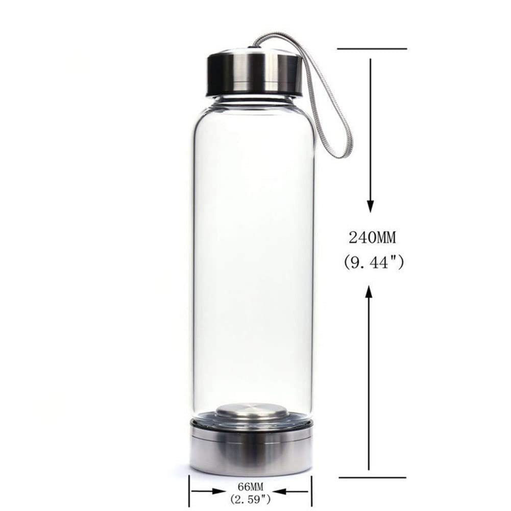 Botella De Agua De Cristal Natural Con Centro De Piedras Preciosas Decorado Punto Reiki Curación Elixir Cristal De Cuarzo Obelisco Varita Botella De Agua Con Infusión De Gemas De Cristal De Cuarzo ( C