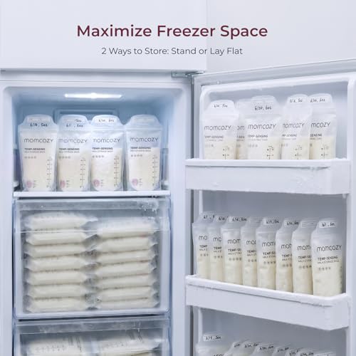 Image of Momcozy Breastmilk Storage Bags, 200PCS Value Pack, Temp-Sensing Discoloration Milk Storing Bags for Breastfeeding, Presterilized, Hygienically Doubled-Sealing, for Freezing, 6 Ounce