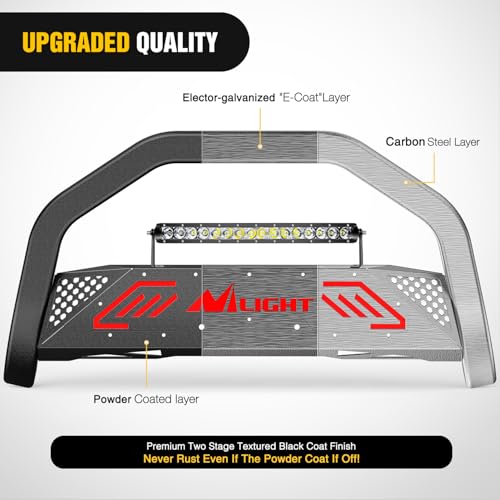 Image of Nilight Bull Bar with Light Bar&License Plate Hole Compatible with Toyota Fj Cruizer 2007-2014 Truck Brush Guard, Front Bumper Push Bar w /Grille Skid Plate Light Mount