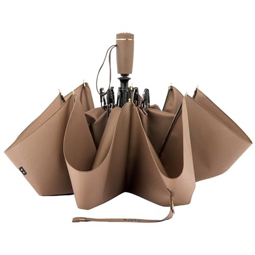 Parapluie de poche HUGO BOSS Double B camel compact pour homme - 2