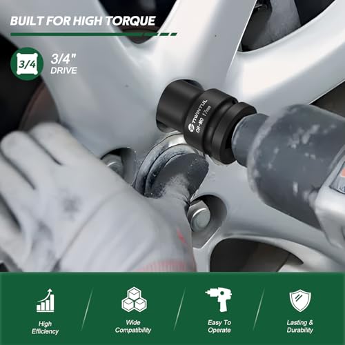 Image of 3 /4 Inch Drive Impact Socket Set, 15 Pieces Metric 17-55 mm | Heavy Duty 6-Point CR-MO Steel Impact Sockets, Impact Socket Set for Auto, Truck and Large Machinery Maintenance