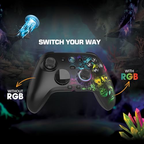 Image of Cosmic Byte Lumora Tri-Mode Controller with Stealth Black RGB-Reveal Design, Hall Effect Joysticks & Triggers, Mechanical Buttons, 1000Hz Polling Rate, 6-Axis Gyro, Windows Software, 3.5mm Audio Jack, Macro & Turbo, 1300mAh Battery