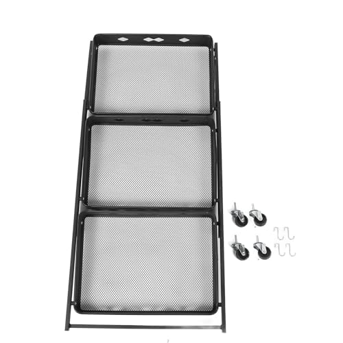 Carro plegable de acero al carbono de 3 niveles, 45 x 29 x 75 cm, estructura robusta, ahorra espacio, versátil para el hogar y la oficina