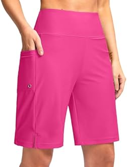 G Gradual Women's 9" Long Swim Board Shorts with Pockets High Waisted Knee Length Beach Swimming Shorts for Women with Liner