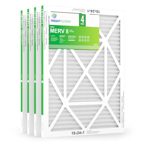 TRIGHTFILTERS 18x24x1 Air Filter 4 Pack, MERV 8 Pleated Dust Defense Air Filters Replacement for Air Conditioner & Furnace, Durable & Lightweight