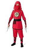 Spooktacular Créations Costume de ninja rouge pour enfant au carnaval Medium