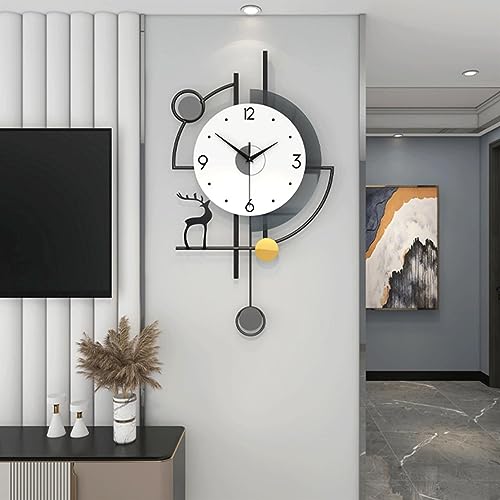 ZYGPH Reloj de Pared de Cuarzo Moderno sin tictac. Gran Reloj silencioso Decorativo de Metal para Sala de Estar, Dormitorio, Oficina y Cocina. Elegante Reloj de Pared de 30 cm de diámetro.