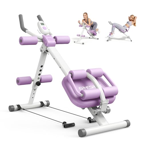 Image of EPHESPORT Multifunctional Ab Machine, Crunch & Sit-Up Core Trainer, Adjustable Ab Trainer with Knee & Back Support, Foldable, Full Body Workout Equipment for Home Gym