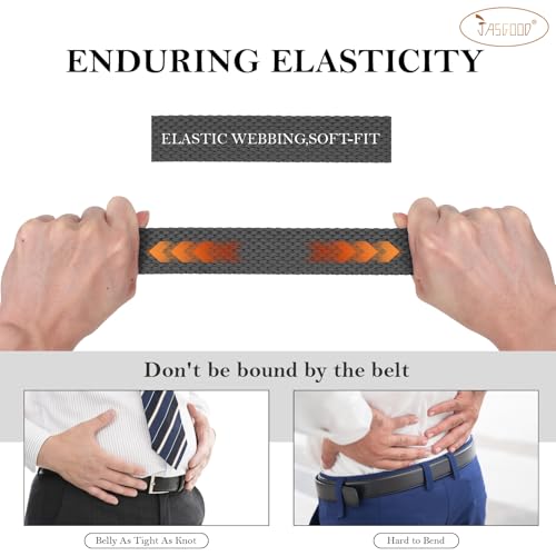 JASGOOD Stretch Braided Belt Men,Mens Golf Woven Web Belt Reversible for Casual Jeans Pants4