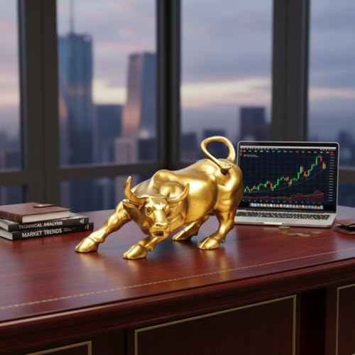 DecorTwist® Wall Street Golden Bull Statue (3.3 Inch, 317 gram) |...
