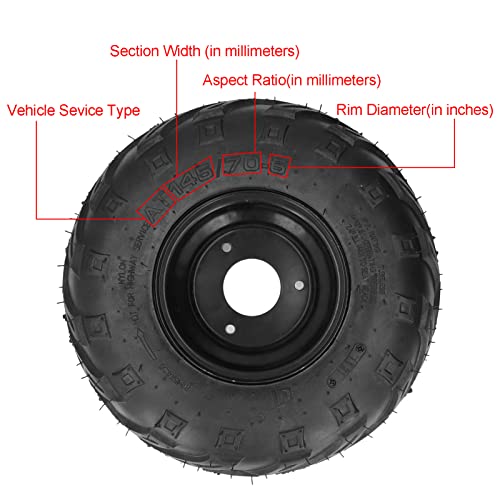 145 70 6 ATV Neumático sin Cámara Neumático con Llanta de 6 Pulgadas Goma Universal para Go Kart UTV Quad Bike 4 Wheelers Powersports Tubos Interiores Neumáticos Tubos Interiores