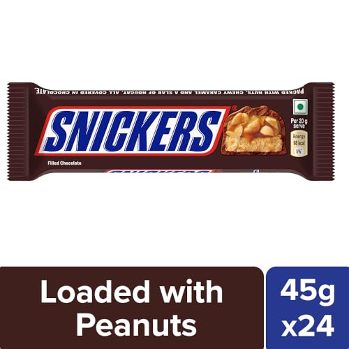 Snickers Peanut Filled Chocolates - 45g Bar (Pack of 24)
