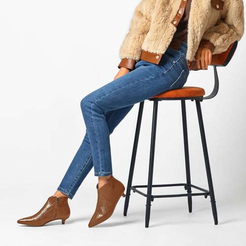 Aachcol Womens Pointed Toe Low Kitten Heel Ankle Boots Short Bootie Zipper Office Dress Basic Classic 1.4 Inches Heels2