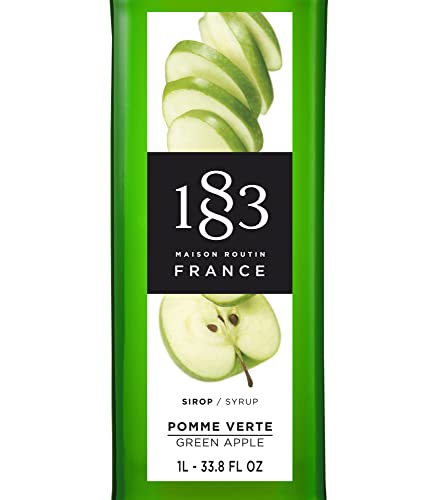 Image of 1883 Green Apple Syrup for Drinks, Made in France, 1 Liter Plastic Bottle