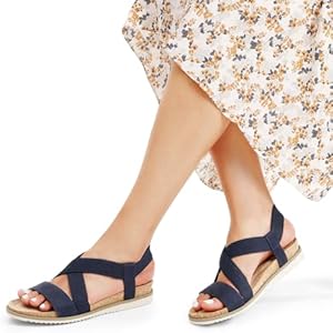 DREAM PAIRS Klassieke sandalen met sleehak voor dames, voor de zomer, geel, 36 EU