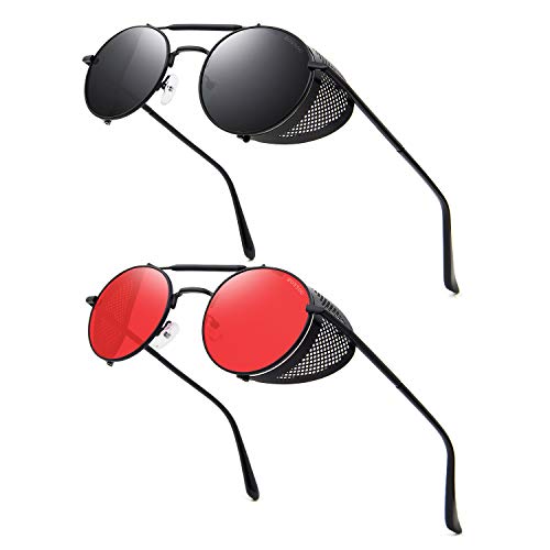 Ronsou Steampunk Estilo Redondas Vintage Polarizadas Gafas De Sol Retro Gafas Uv400 Protección Metal Marco Negro Marco Gris Lente Negro Marco Rojo Lente Ronsou Steampunk Estilo Redondas Vintage Polarizadas Gafas De Sol Retro Gafas Uv400 Protección Metal Marco Negro Marco Gris Lente Negro Marco Rojo Lente