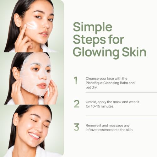 Image of PLANTIFIQUE Korean Sheet Mask 5 Pack Variety Set - Hydrating Face Masks with Hyaluronic Acid - Soothing, Firming, Even Toning - Mascarillas Faciales