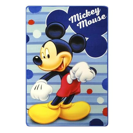 Alfombra Infantil de Mickey Mouse, 80x120 cm, Diseño Azul con Rayas, Decoración para Habitación | Ya disponible en tu tienda friki favorita! En mundofriki.es!