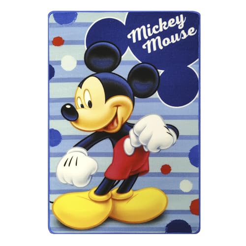 Alfombra Infantil de Mickey Mouse, 80x120 cm, Diseño Azul con