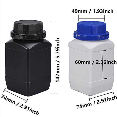 Lxoraziy 6 Pieces 500ml Wide-neck Bottles with Screw Caps, Chemicals Bottle, Laboratory Bottle with Lid Can Be Used As A Storage Container, for Lab Kitchen or Domestic Use (White)