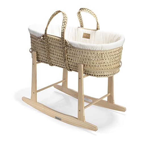 Clair de Lune Couffin en palmier bio et support à bascule naturel | Couffin pour bébé primé |...
