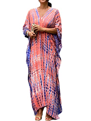 Image of Kaftan Dresses for Women Plus Size Summer Beach Dress with Print and Swim Cover Ups