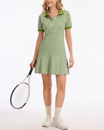 Image of YEXPINE Polo Dress for Women Short Sleeve Ruffle Hem Golf Tennis Summer Mini Dresses