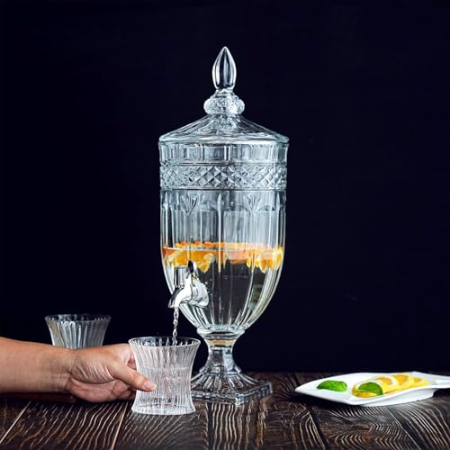 Image of 3 Liter Beverage Dispenser with Tap and Glass Lid Ice Drink Dispenser for Cold Water, Cocktails, Detox Drinks Perfect for Parties & Events,Daily Uses, Transparent (Set of 1)