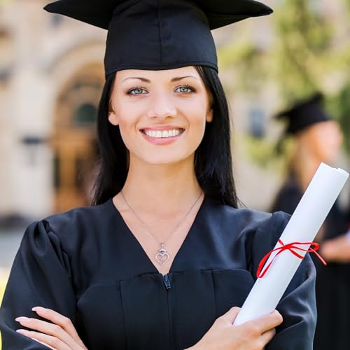 M MOOHAM Graduation Gifts for Her 2025, 14K White Gold Plated CZ Graduation Cap Heart Pendant Initial Necklaces for Women Teen Girls High School College Graduation Gifts for Her2