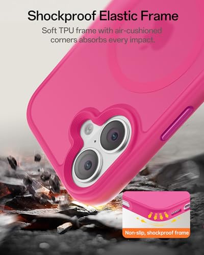 Image of UNBREAKcable Magnetic for iPhone 17 Case 6.3-Inch, Compatible with MagSafe, Full Camera Protection, Built-in Magnetic Ring, Drop Protection Shockproof Slim Phone Cover - Hot Pink
