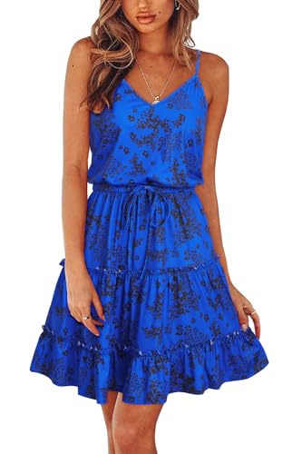 Image of Newshows Women's Summer Casual Dress Cute A Line Ruffle Hem Flattering Fit Beach Vacation Sundress