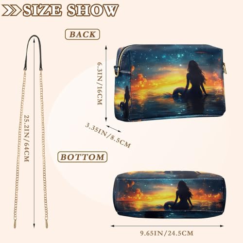 Crossbody Bag for Women Mermaid Sea Sunset Vegan Leather Shoulder Handbag with Strap Crossover Sling Backpack Ladies Purse Fashion Satchel3