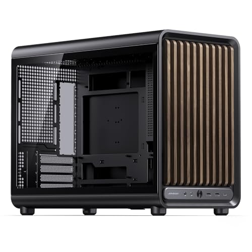 Image of JONSBO D33 Wood Black Micro ATX PC Case,High Airflow MATX case with Tempered Glass Panel,9 Fan Positions,High Compatibility,Supports MATX BTF MB, 435mm GPU /360AIO /172mm Air Cooler,ATX /SFX PSU,Wood