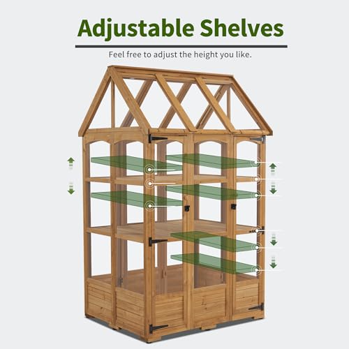 MCombo-Wooden-Greenhouse-Outdoor-Greenhouse-with-Adjustable-Roof-Vent-and-6-Lockable-Door-for-BackyardOutdoor-Use-48-x-388-x-839-Inches-0851-Natural MCombo Wooden Greenhouse Outdoor Greenhouse with Adjustable Roof Vent and 6 Lockable Door for BackyardOutdoor Use 48 x 388 x 839 Inches 0851 Natural