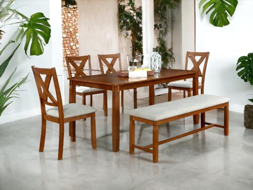 Dining Room Set for 6 with Table Chairs Bench