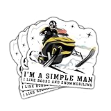 3個 I'm a Simple Man I Like Boobs and Snowmobilingステッカー 面白いスノーモービルギフト おっぱいとスノーモービルステッカー スノーモービル ウィンターライダーデカール ノートパソコン ボトル ノートブック ツールボックス ハードハット 3インチ