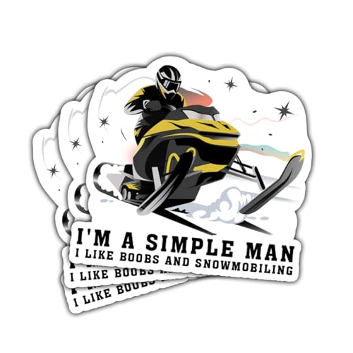 3Pcs I'm a Simple Man I Like Boobs and Snowmobiling Sticker Funny Snowmobile Gift for...