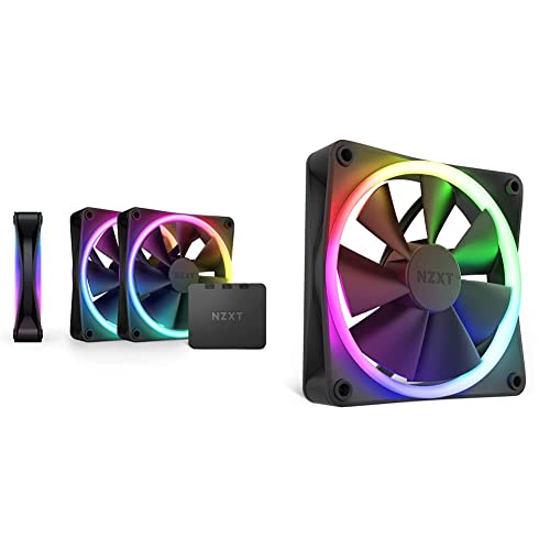 NZXT RGB Fan Bundle - F120 RGB Duo Triple Pack and Single F120 RGB Fan - RGB Lighting and Quiet Cooling