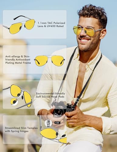 Image of LUENX Aviator Sunglasses for Women Men Polarized Lens Trendy Sun Glasses - UV 400 Protection 60MM with Accessories Driving