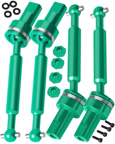 RcarmubWow RC Driveshafts Axles Upgrades Part for 1/18 LaTrax Teton,LaTrax Desert Prerunner,7075 Aluminum Front Rear Drive Shafts CVD w/6061 Hex Hops Up,4PCS,Replace #7650,Green