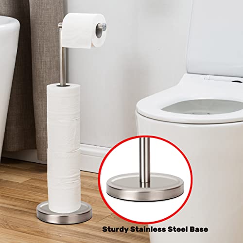 Toilet Paper Holder Stand Bathroom Toilet Paper Storage For 4 Paper Rolls With Heavy Base, Free Standing Toilet Paper Roll Holder (Brushed Nickel) #TOP1