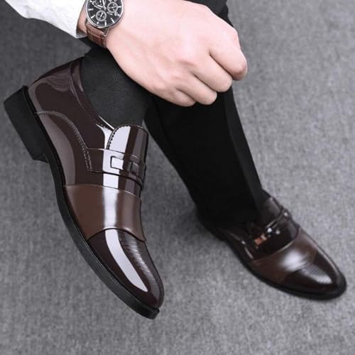 YZABEL Men's Slip-On Leather New Oxford Shoes High Heels Genuine Leather Large Size Low Top Formal Suit Shoes Formal Tuxedo Shoes for Men4