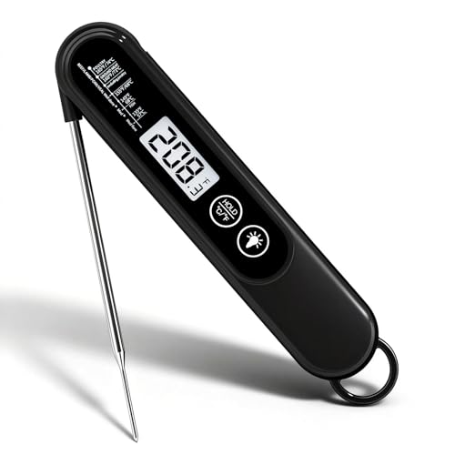Charmline Termómetro de alta precisión para cocinar, precisión de ± 1 °C, termómetro para carne, hornear y asar, pantalla LCD de alta resolución con retroiluminación